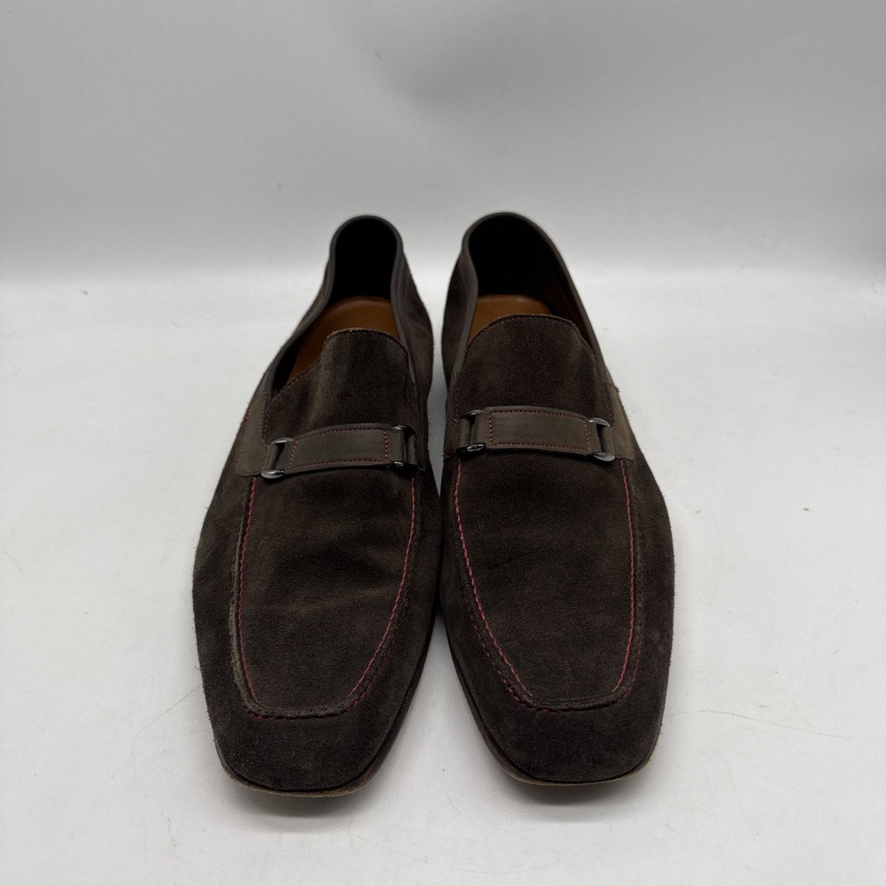 moresch Shoes Mens 7.5‎ Brown GB Bravo Suede Leather Penny Loafers Made in Italy